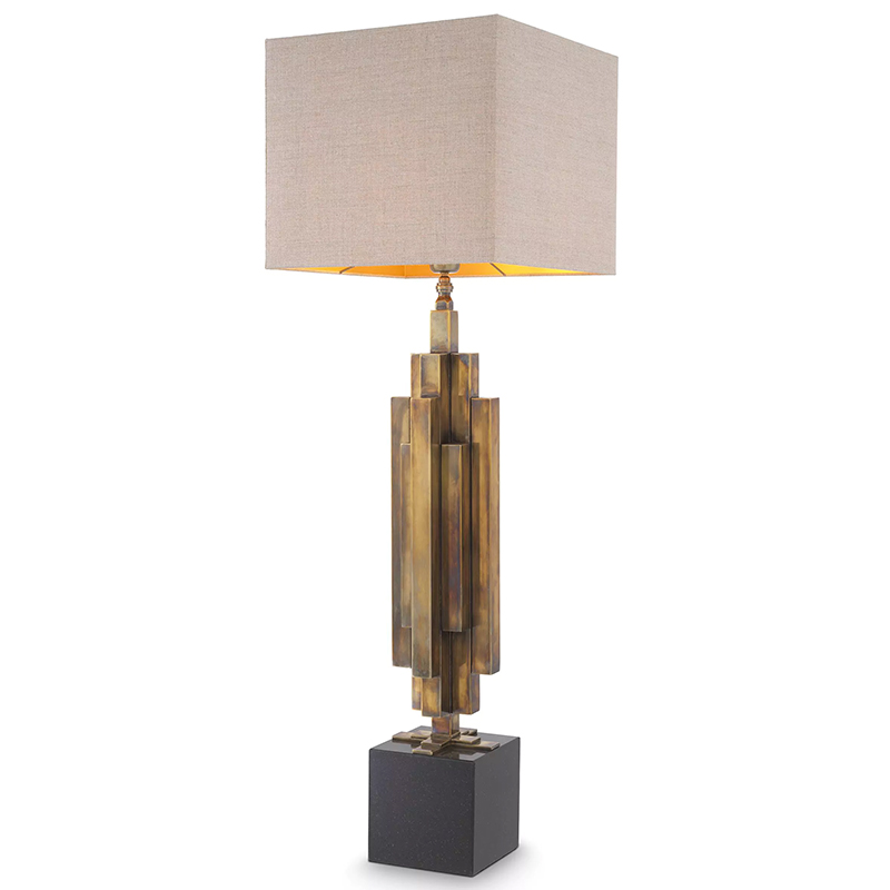 Настольная лампа Eichholtz Table Lamp Ellis Brass Черный Винтажная латунь Бежево-серый в Ижевске | Loft Concept 