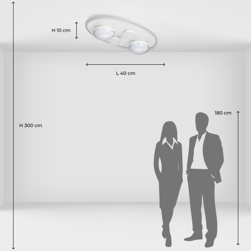 Потолочный светильник овальной формы белого цвета с 4-мя лампами Lunar Pebbles в Ижевске