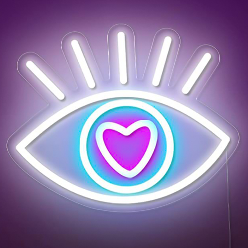 Неоновая настенная лампа Lucky Eye Neon Wall Lamp Белый Бирюзовый Розовый Прозрачный в Ижевске | Loft Concept 