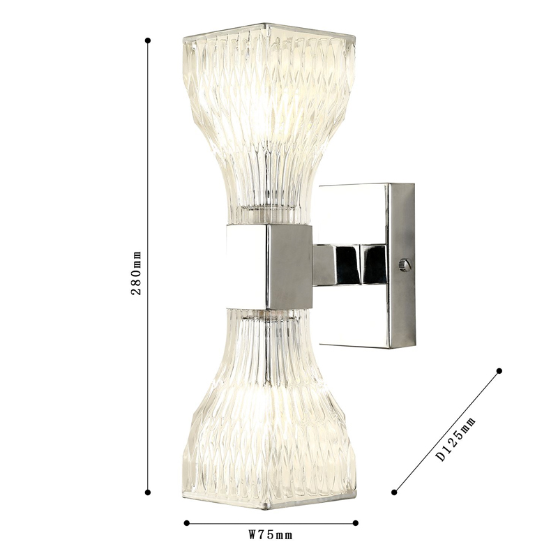 Бра с двумя плафонами из рельефного стекла GLASS HORN Chrome в Ижевске