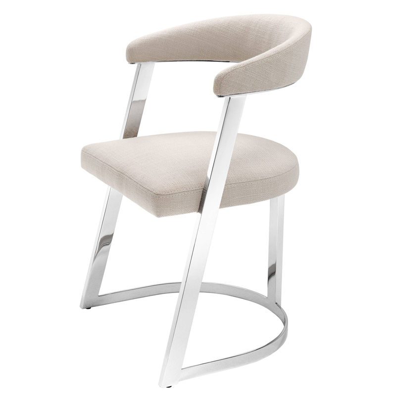 Стул Eichholtz Dining Chair Dexter Nickel Бежевый Никель в Ижевске | Loft Concept 