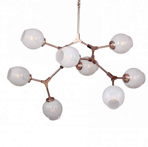 Люстра Branching Bubble Chandelier 8 Milk Молочный Медь в Ижевске | Loft Concept 