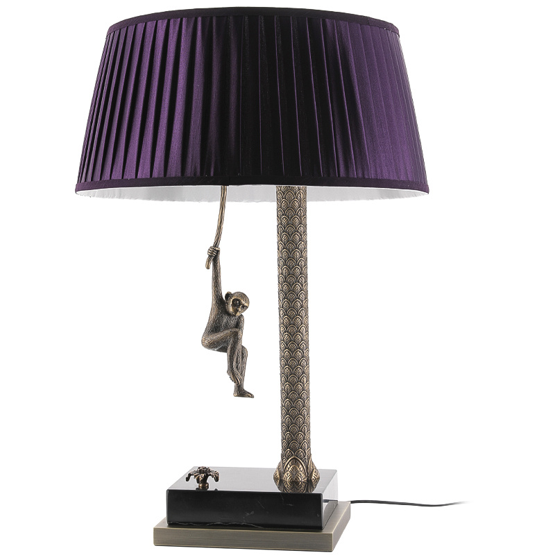 Настольная лампа Джунгли Table Lamp Jungle Purple Латунь Античная полированная Черный Мрамор Nero Пурпурно-фиолетовый в Ижевске | Loft Concept 