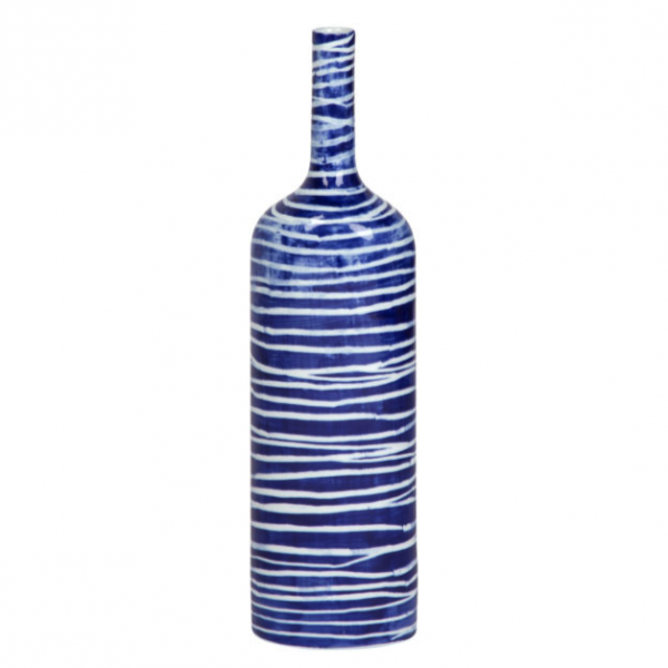 Ваза blue & white ornament Striped Bottle Синий Белый в Ижевске | Loft Concept 