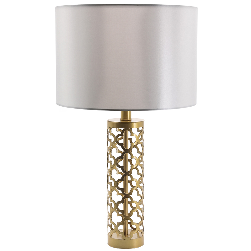 Настольная лампа Arabesque Quatrefoil Drum Table Lamp Золотой Серый в Ижевске | Loft Concept 