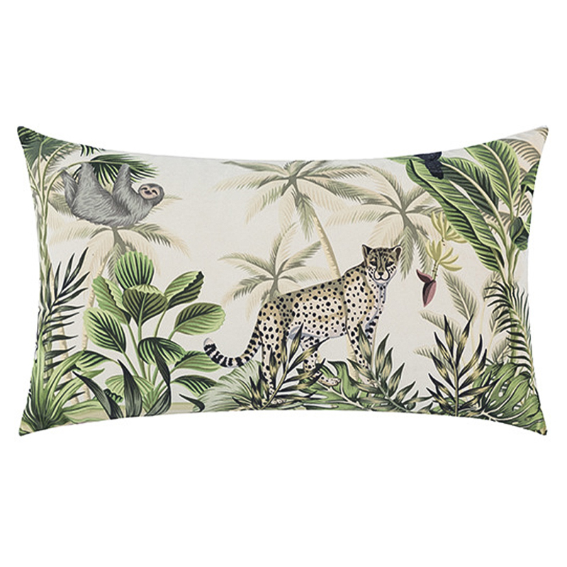 Декоративная подушка Rainforest Animals Cushion Бежевый Зеленый Серый в Ижевске | Loft Concept 