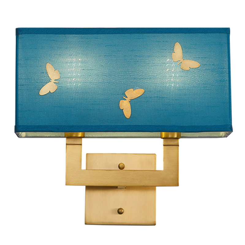 Бра с бабочками Butterflies Blue Background Wall Lamp 2 Латунь Бирюзовый в Ижевске | Loft Concept 