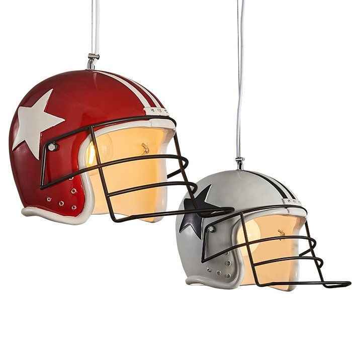 Подвесной светильник Sport Helmet Pendant Белый Красный в Ижевске | Loft Concept 