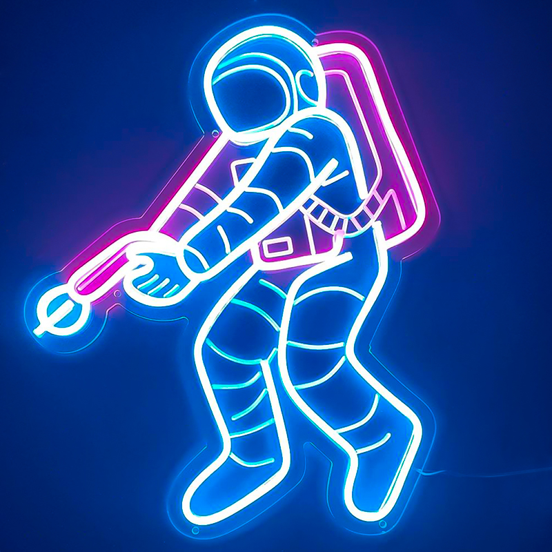 Неоновая настенная лампа Astronaut Neon Wall Lamp Синий Лиловый в Ижевске | Loft Concept 