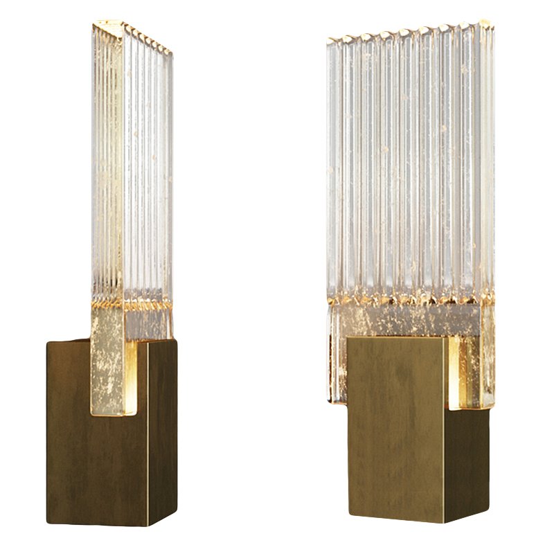 Бра PLEATED GLASS SCONCE Прозрачный (Transparent) Латунь в Ижевске | Loft Concept 