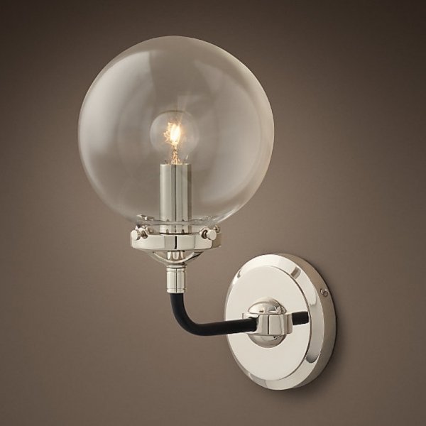 Бра Bistro Globe Clear Glass Single Sconce Nickel  в Ижевске | Loft Concept 