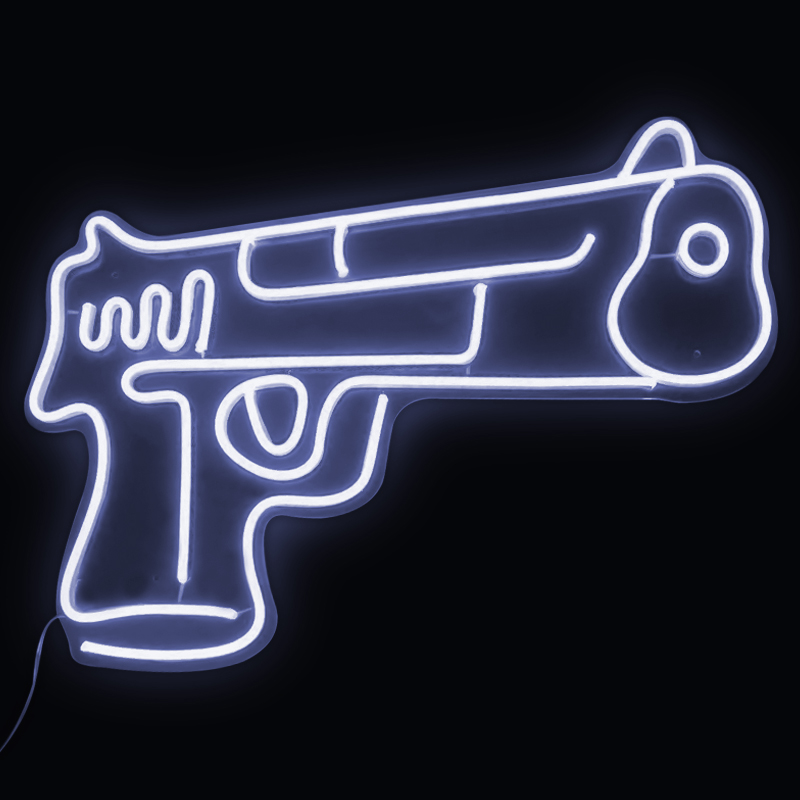 Неоновая настенная лампа Gun Neon Wall Lamp Белый Прозрачный в Ижевске | Loft Concept 