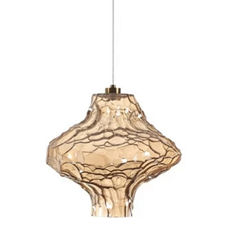 Подвесной светильник с плафоном из фактурного светло-янтарного стекла Light Ensemble Янтарный Бронза в Ижевске | Loft Concept 