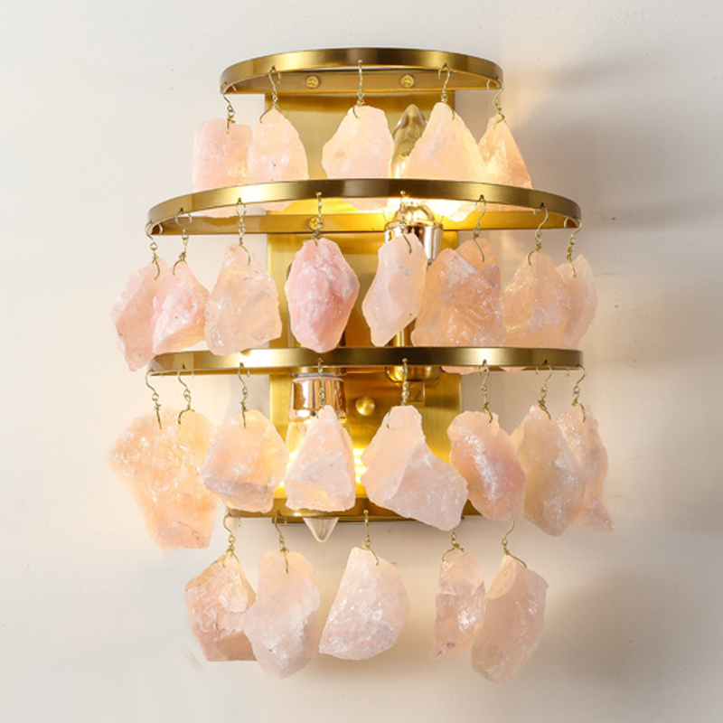 Hardis Pink stone Wall Lamp Латунь Дымчатая Роза в Ижевске | Loft Concept 