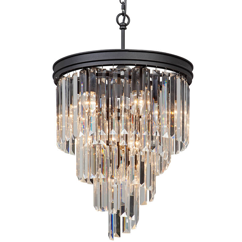 Люстра Odeon Chandelier Helix Black каскад прозрачное стекло  D 48 Прозрачное Стекло Черный матовый в Ижевске | Loft Concept 