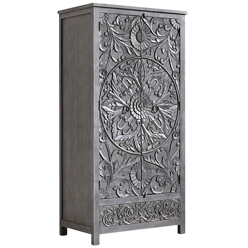 Шкаф Indian Antique White Furniture Cupboard Devan серый Серый в Ижевске | Loft Concept 