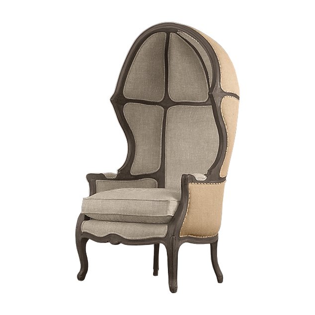 Кресло купол RH Versailles Domed Burlap Backed Chair ivory ( слоновая кость ) Серый Дерево Акация в Ижевске | Loft Concept 