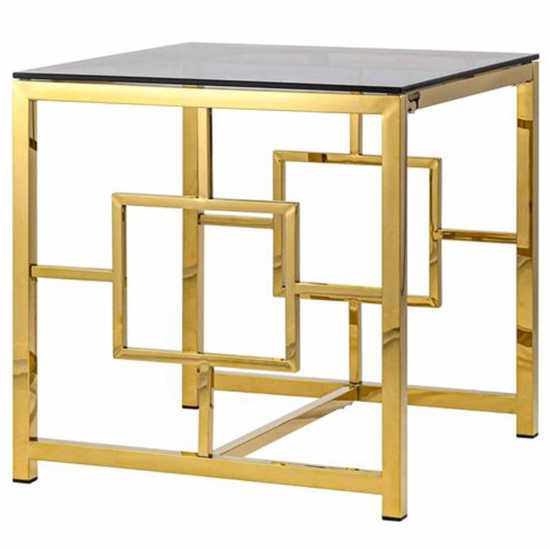 Стол приставной Milan Tables Gold Золотой Стекло Смок в Ижевске | Loft Concept 