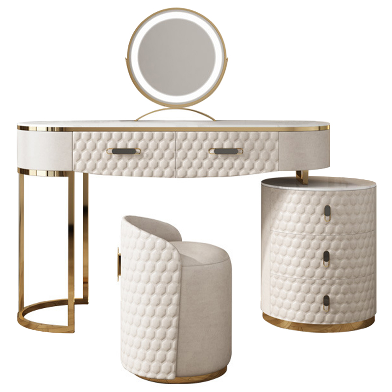 Трельяж Kathryn Bedroom Dressing Table White Белый Глянцевое золото Белый Мрамор Bianco в Ижевске | Loft Concept 