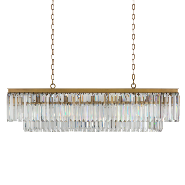 Люстра RH 1920s Odeon Clear Gold Square Chandelier Прозрачное Стекло Латунь в Ижевске | Loft Concept 