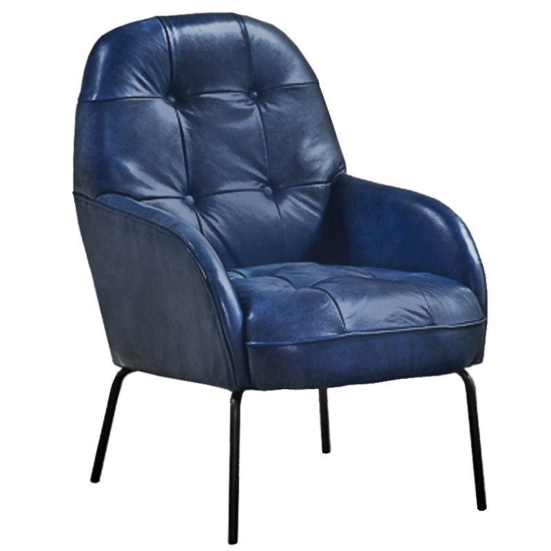 Кресло SHAPKIN LEATHER ARM CHAIR BLUE Синий Черный в Ижевске | Loft Concept 