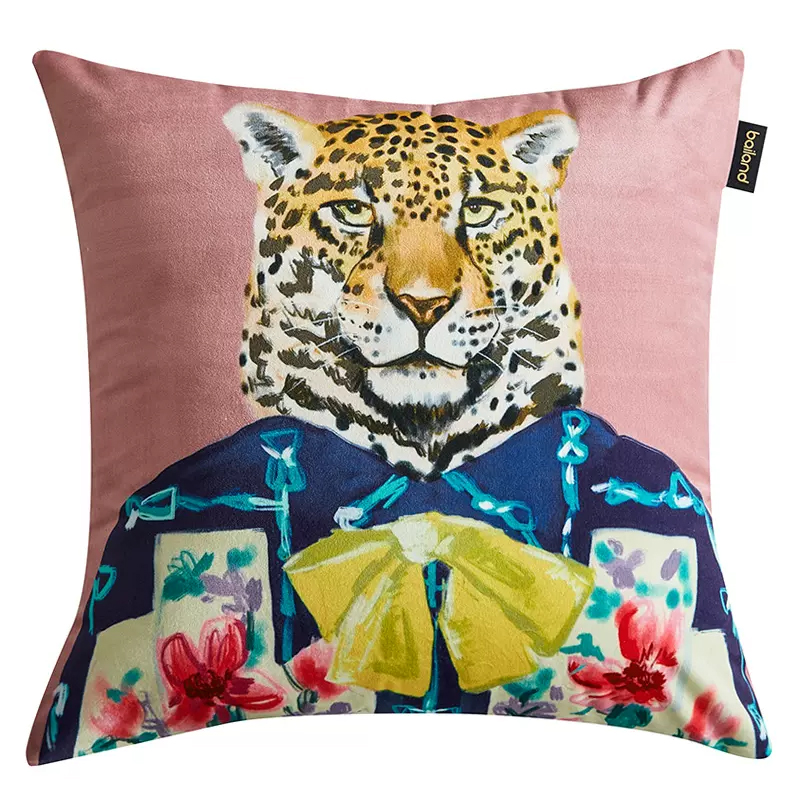 Декоративная подушка Стиль Gucci Leopard Fashion Animals Cushion Pink Розовый Мульти в Ижевске | Loft Concept 