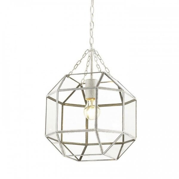 Подвесной светильник Glass & Metal Cage Pendant White Белый в Ижевске | Loft Concept 