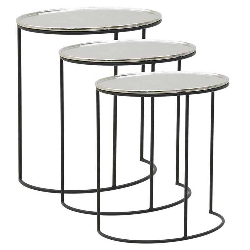 Комплект из 3-х приставных столов Heather Side Tables Черный Серебряный в Ижевске | Loft Concept 