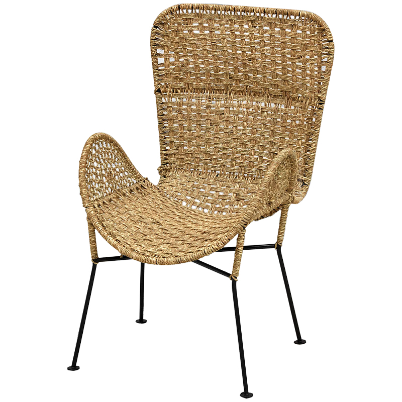 Плетеный стул на металлических ножках Tong Wicker Chair Коричневый Черный в Ижевске | Loft Concept 