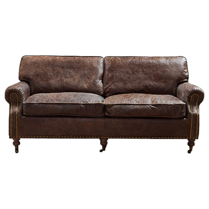 Диван RH CLASSIC LANCASTER Brown leather double Коричневый в Ижевске | Loft Concept 