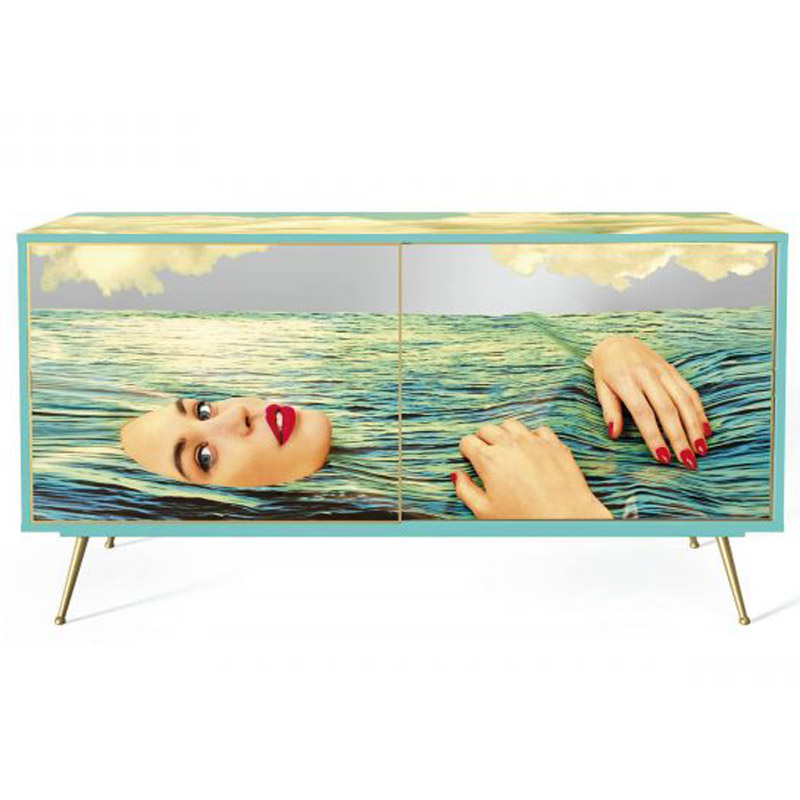 Комод Seletti Cabinet Sliding Door Sea Girl Мульти Золотой Шампань в Ижевске | Loft Concept 