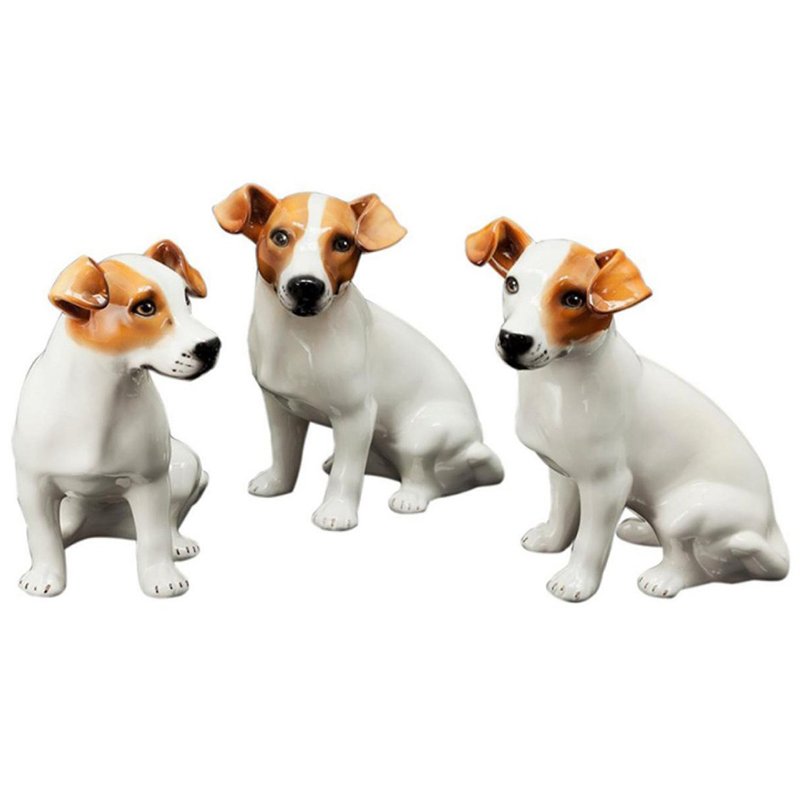 Статуэтки Abhika Jack Russel Set 3 Pcs Белый Коричневый в Ижевске | Loft Concept 