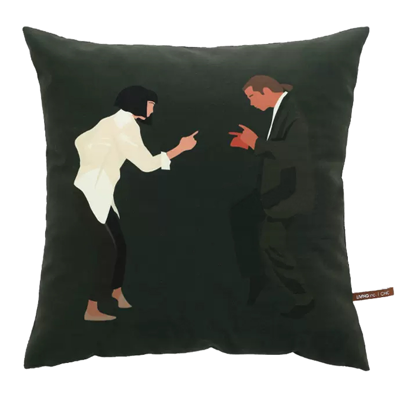 Декоративная подушка Pulp Fiction Dance Cushion Зеленый Бежевый Черный в Ижевске | Loft Concept 