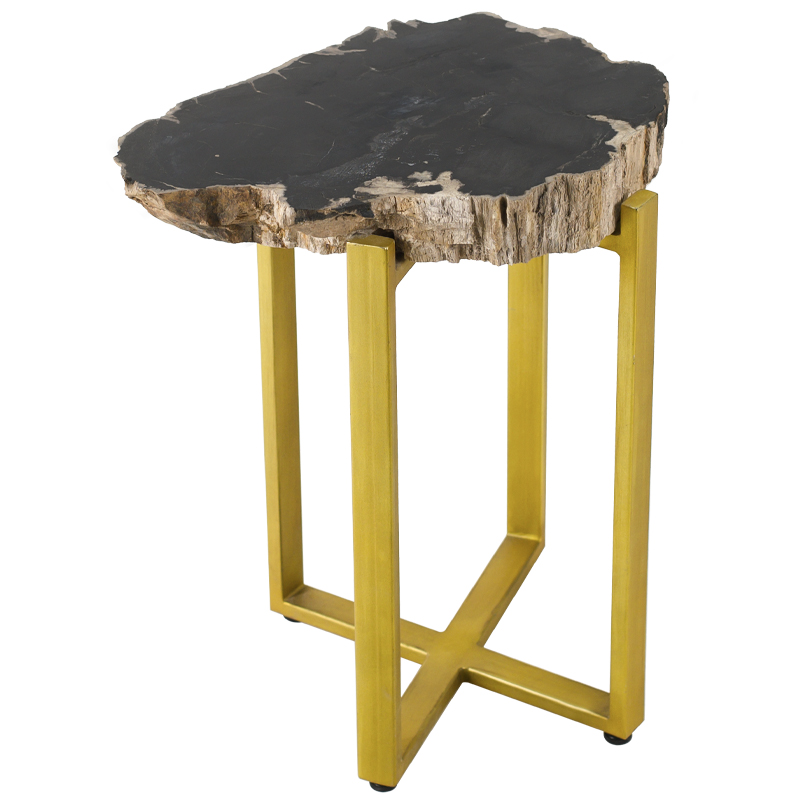 PETRIFIED WOOD COFFEETABLE GOLD S Окаменелое дерево Золотой Бежевый Черный в Ижевске | Loft Concept 