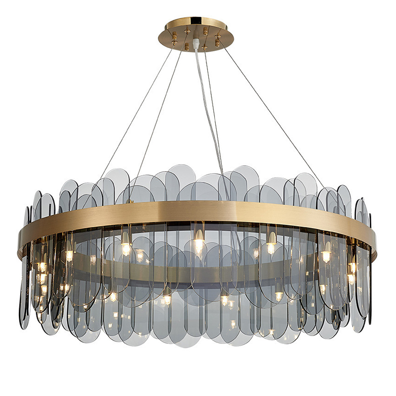 Люстра Blount Chandelier Smokey Латунь Стекло Смок в Ижевске | Loft Concept 