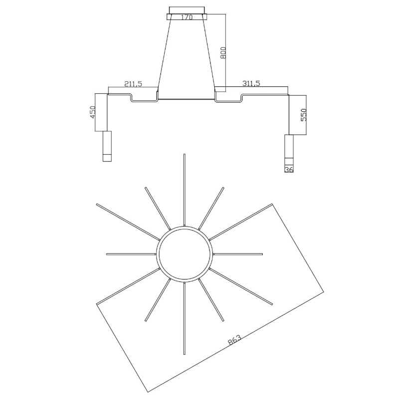 Wireflow LED White Suspension lam 12 патронов в Ижевске