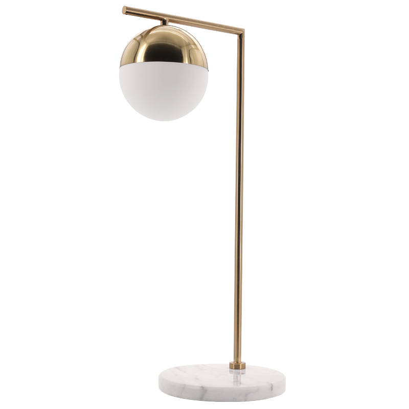 Geneva Glass Table Lamp Globe Латунь Белый Мрамор Bianco в Ижевске | Loft Concept 