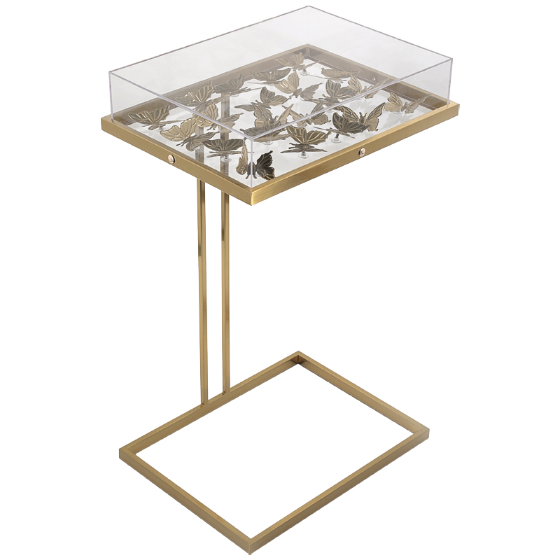 Стол Tommy Mitchell  Butterfly side table Прозрачный Латунь в Ижевске | Loft Concept 