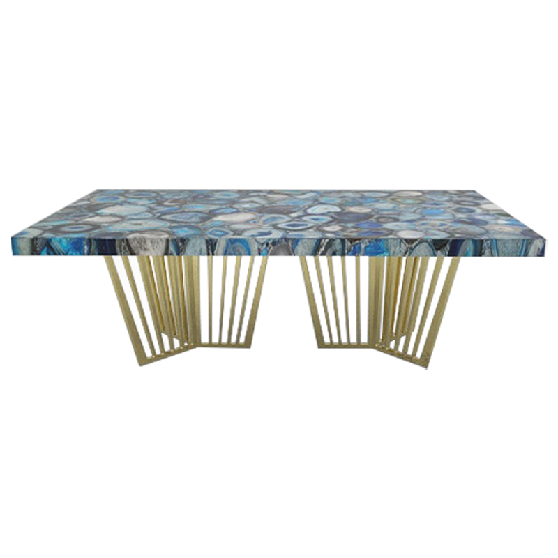 Обеденный стол Agate Design Blue Dining Table Синий Золотой в Ижевске | Loft Concept 