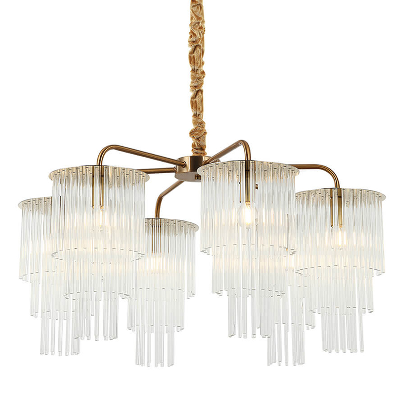 Люстра Harrison Chandelier gold 6 lamp Глянцевое золото Прозрачный в Ижевске | Loft Concept 