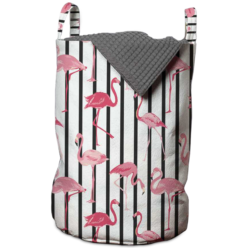 Корзина Flamingo Stripes Basket Черно-белый Розовый пастельный в Ижевске | Loft Concept 