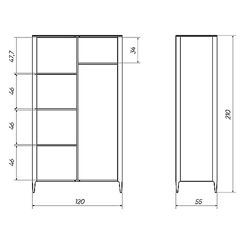 Шкаф двухстворчатый светло-серый Type в Ижевске