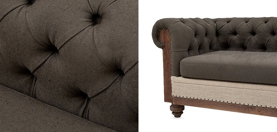 Диван Deconstructed Chesterfield Sofa triple Linen Brown - Loft-Concept в Ижевске
