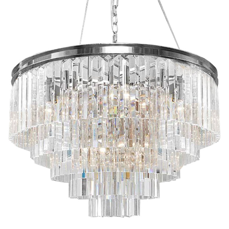 Люстра RH Odeon Chandelier Five Silver 80 Прозрачное Стекло Серебряный в Ижевске | Loft Concept 