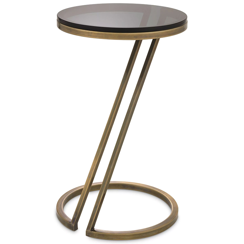 Приставной стол Eichholtz Side Table Falcone Brass Латунь Стекло Смок в Ижевске | Loft Concept 