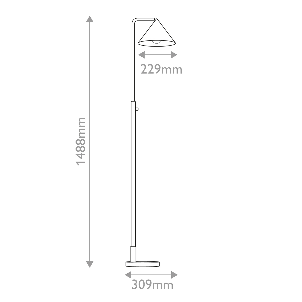 Торшер золотого цвета с плафоном в форме конуса и тонкой высокой стойкой на круглом основании Alora Mood в Ижевске