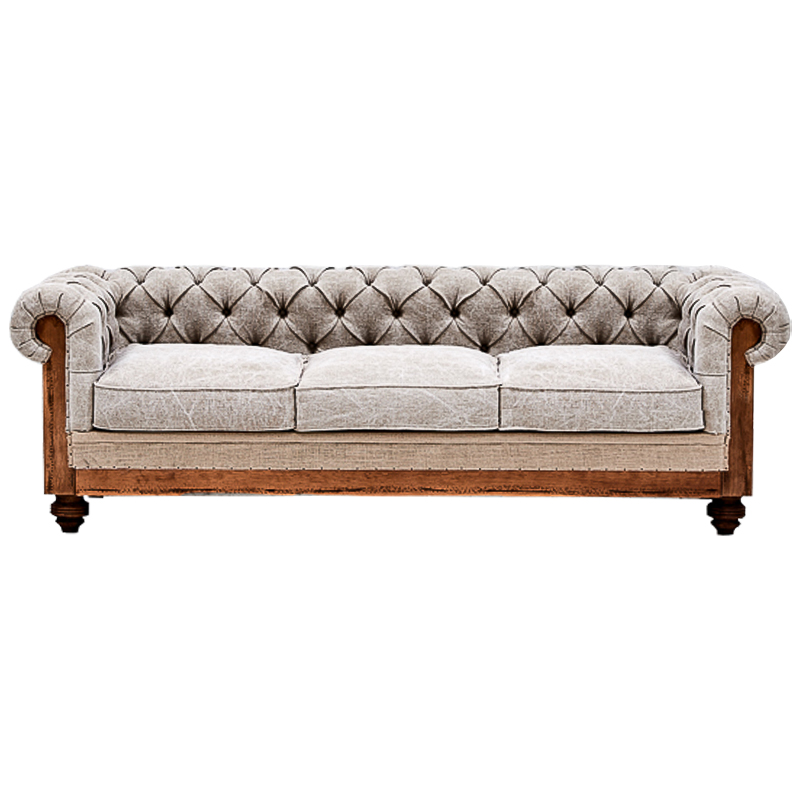 Диван Deconstructed Chesterfield Sofa Triple Gray Серый Бежевый Коричневый в Ижевске | Loft Concept 