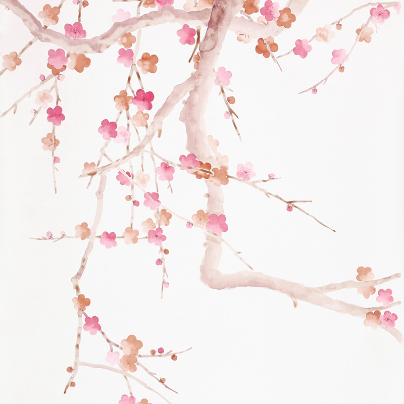 Обои ручная роспись Plum Blossom Bleached on Bleached White dyed silk  в Ижевске | Loft Concept 