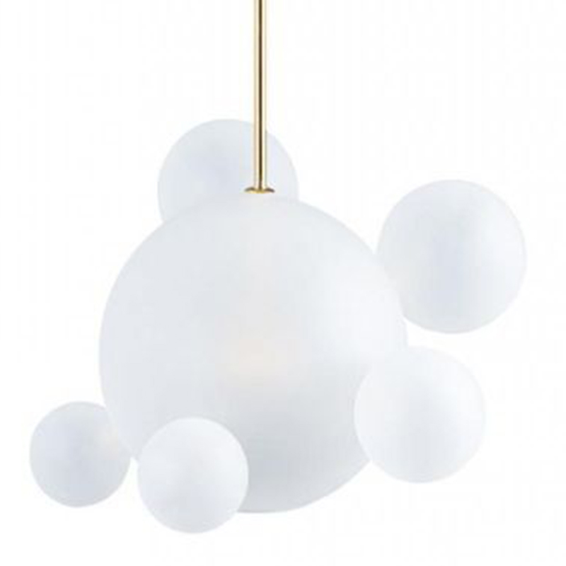 Светильник Giopato & Coombes Bollr Pendant 6 BUBBLE LAMP матовое белое стекло Белый Золотой в Ижевске | Loft Concept 