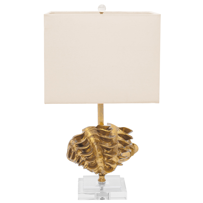 Настольная лампа Golden Shell Table Lamp с абажуром Белый Золотой Прозрачный Бежевый в Ижевске | Loft Concept 